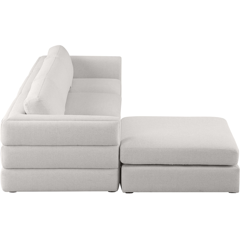 Meridian Furniture Beckham Beige Durable Linen Textured Fabric Modular Sectional