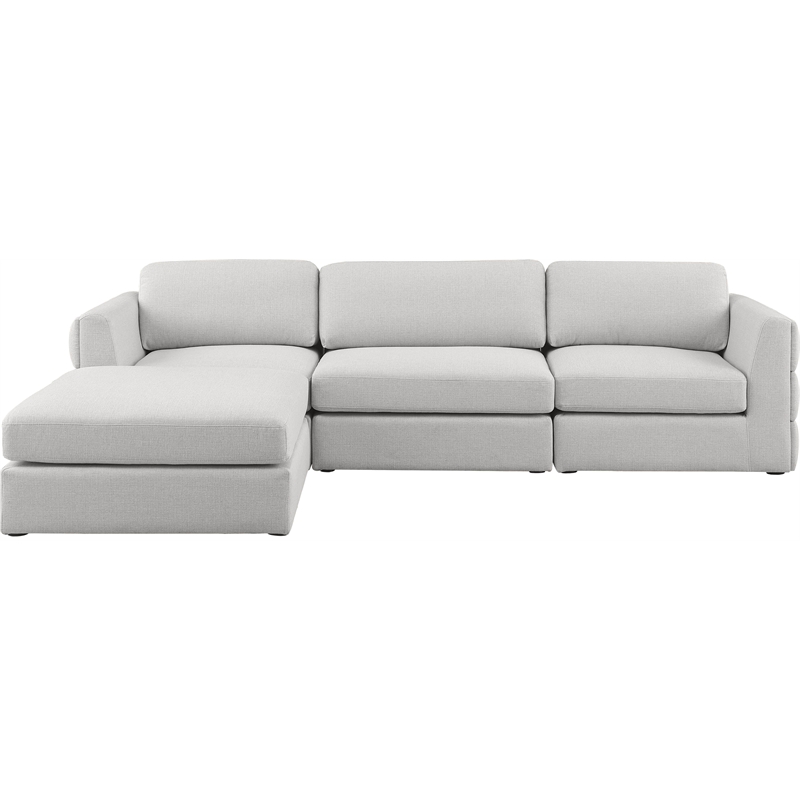 Meridian Furniture Beckham Beige Durable Linen Textured Fabric Modular Sectional