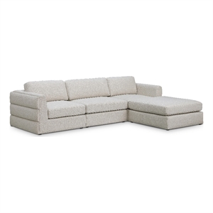 Meridian Furniture Beckham Beige Durable Linen Textured Fabric Modular Sectional