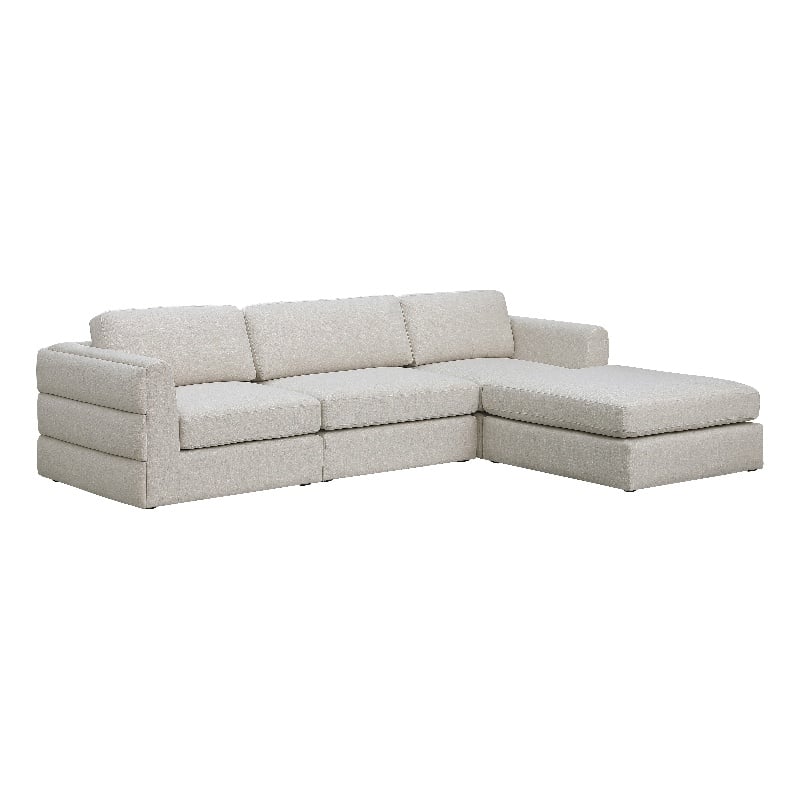 Meridian Furniture Beckham Beige Durable Linen Textured Fabric Modular Sectional