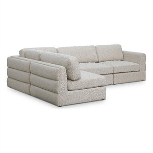 Meridian Furniture Beckham Beige Durable Linen Textured Fabric Modular Sectional