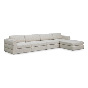 Meridian Furniture Beckham Beige Durable Linen Textured Fabric Modular Sectional
