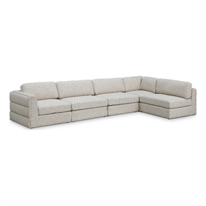 Meridian Furniture Beckham Beige Durable Linen Textured Fabric Modular Sectional