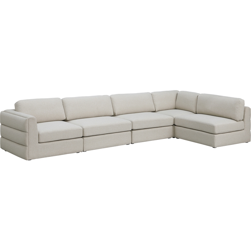 Meridian Furniture Beckham Beige Durable Linen Textured Fabric Modular Sectional