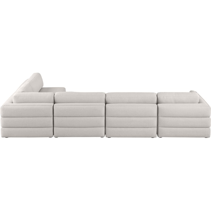 Meridian Furniture Beckham Beige Durable Linen Textured Fabric Modular Sectional