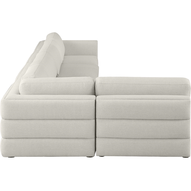 Meridian Furniture Beckham Beige Durable Linen Textured Fabric Modular Sectional