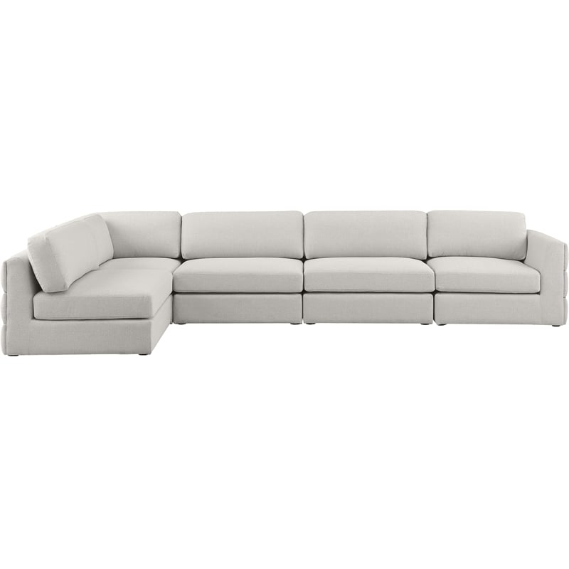 Meridian Furniture Beckham Beige Durable Linen Textured Fabric Modular Sectional
