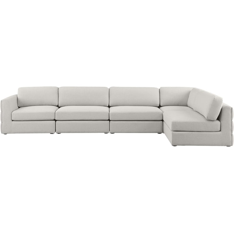Meridian Furniture Beckham Beige Durable Linen Textured Fabric Modular Sectional