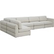 Meridian Furniture Beckham Beige Durable Linen Textured Fabric Modular Sectional