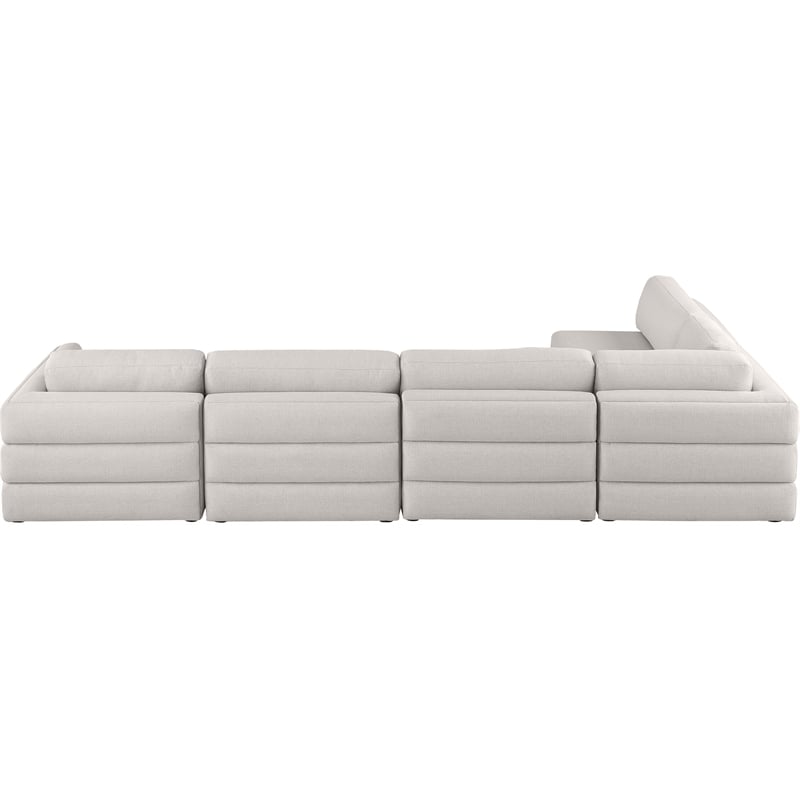 Meridian Furniture Beckham Beige Durable Linen Textured Fabric Modular Sectional