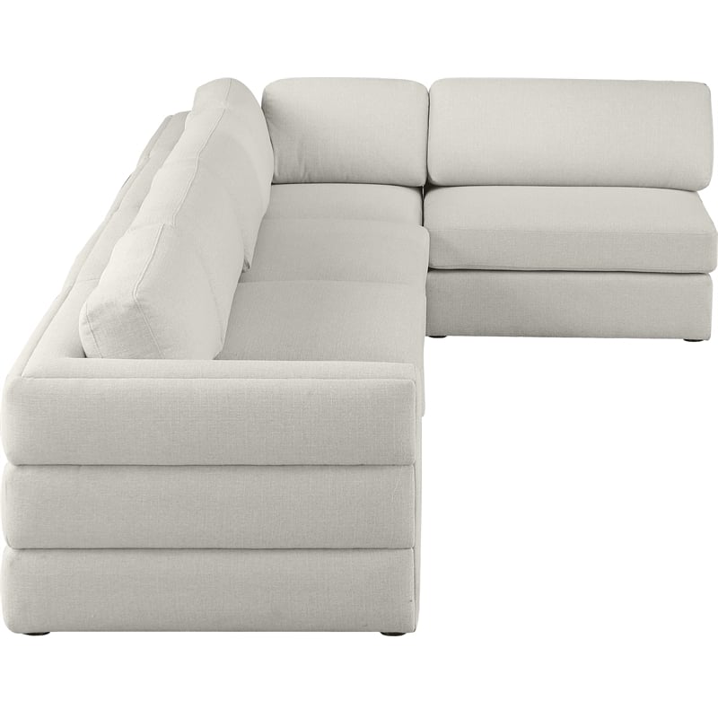 Meridian Furniture Beckham Beige Durable Linen Textured Fabric Modular Sectional