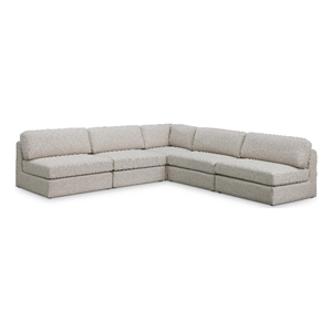 Meridian Furniture Beckham Beige Durable Linen Textured Fabric Modular Sectional