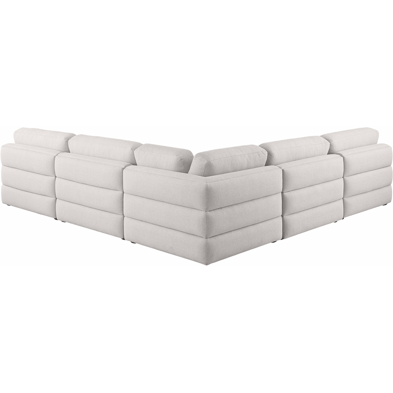 Meridian Furniture Beckham Beige Durable Linen Textured Fabric Modular Sectional