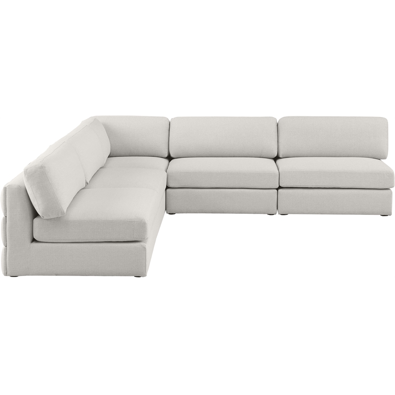 Meridian Furniture Beckham Beige Durable Linen Textured Fabric Modular Sectional