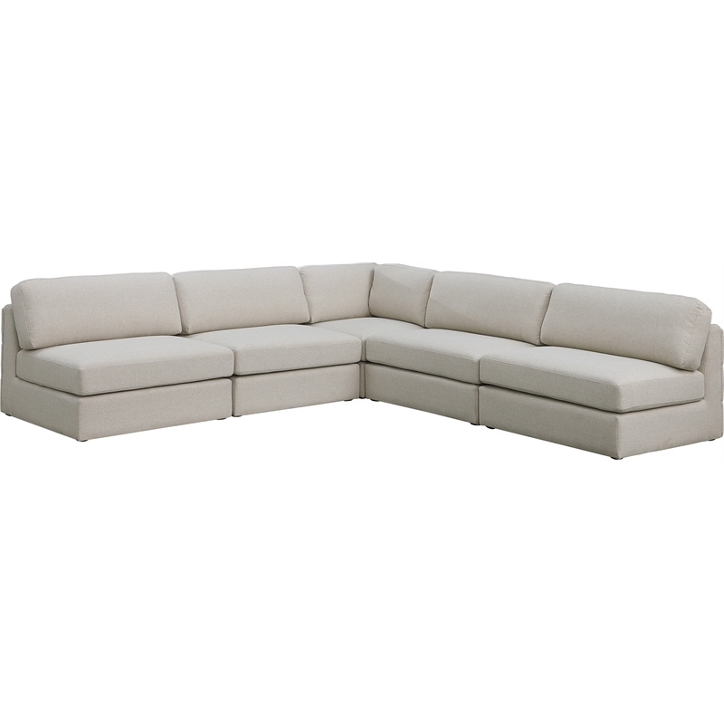 Meridian Furniture Beckham Beige Durable Linen Textured Fabric Modular Sectional