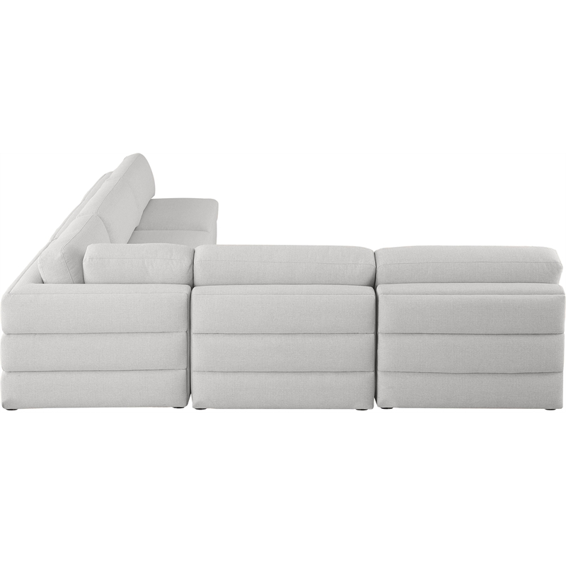 Meridian Furniture Beckham Beige Durable Linen Textured Fabric Modular Sectional