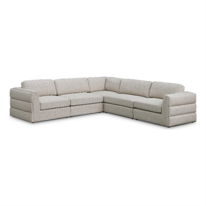 Meridian Furniture Beckham Beige Durable Linen Textured Fabric Modular Sectional