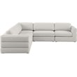 Meridian Furniture Beckham Beige Durable Linen Textured Fabric Modular Sectional