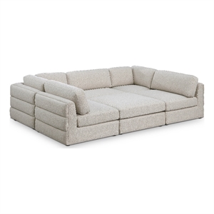Meridian Furniture Beckham Beige Durable Linen Textured Fabric Modular Sectional