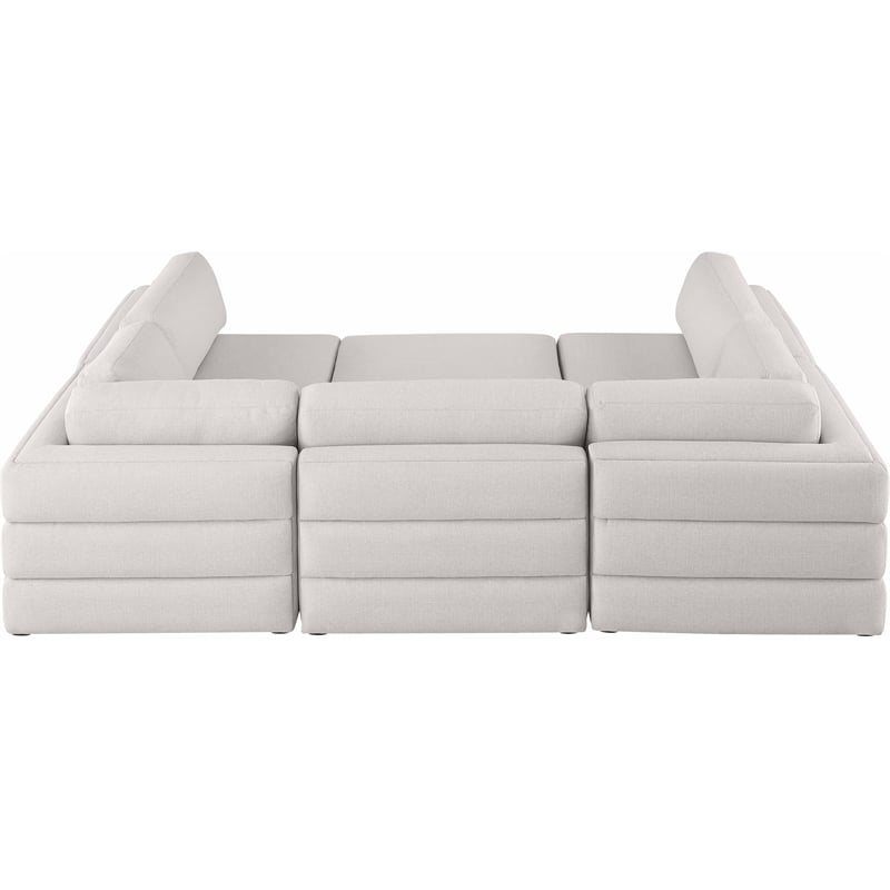 Meridian Furniture Beckham Beige Durable Linen Textured Fabric Modular Sectional