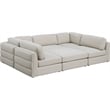 Meridian Furniture Beckham Beige Durable Linen Textured Fabric Modular Sectional