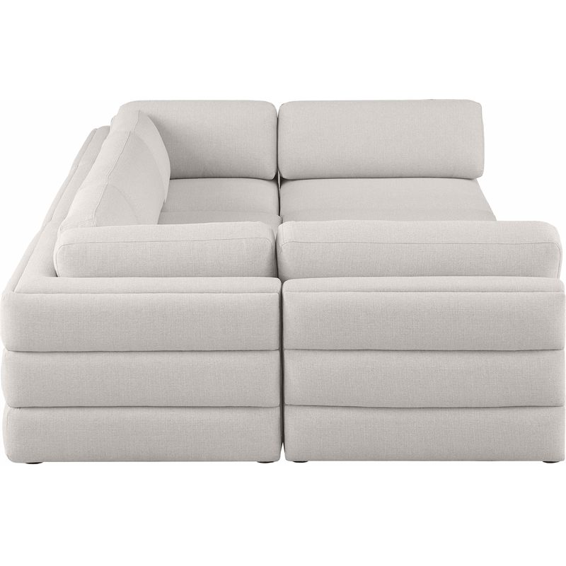 Meridian Furniture Beckham Beige Durable Linen Textured Fabric Modular Sectional