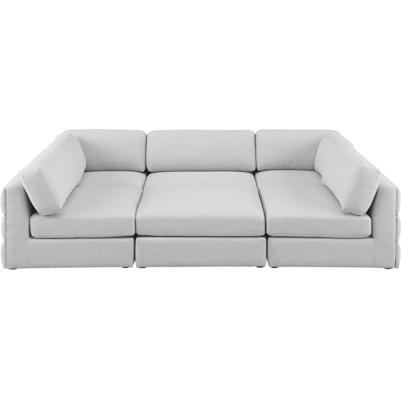 Meridian Furniture Beckham Beige Durable Linen Textured Fabric Modular Sectional