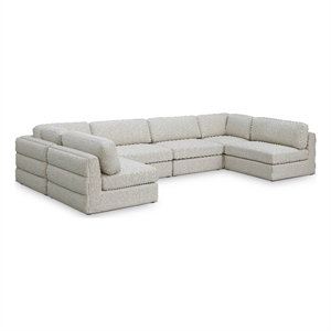 Meridian Furniture Beckham Beige Durable Linen Textured Fabric Modular Sectional