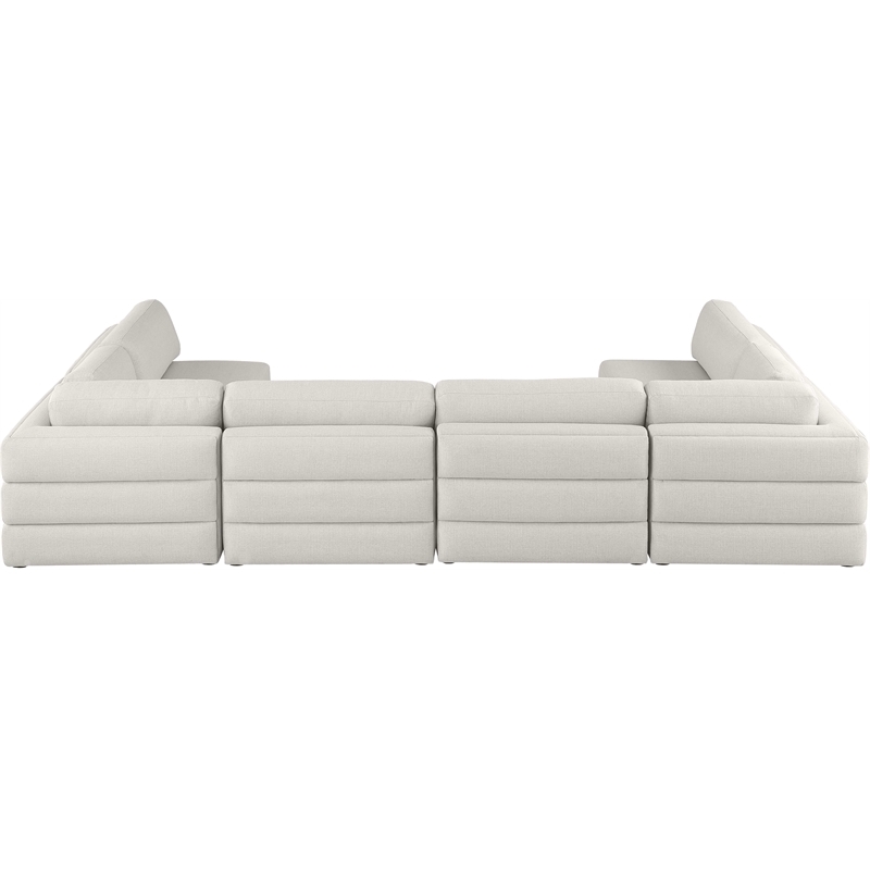 Meridian Furniture Beckham Beige Durable Linen Textured Fabric Modular Sectional