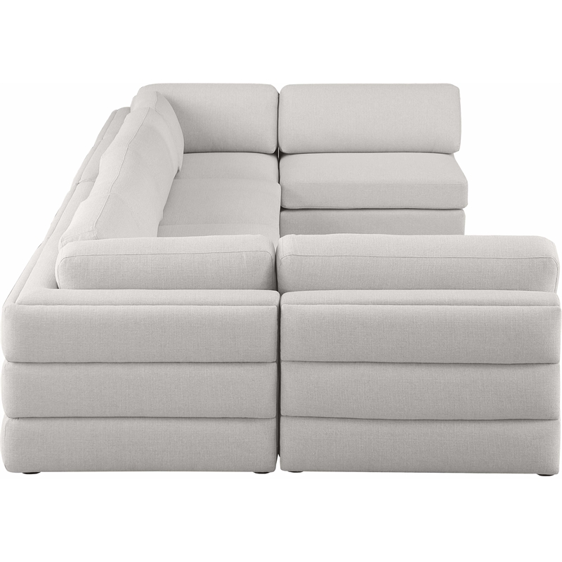 Meridian Furniture Beckham Beige Durable Linen Textured Fabric Modular Sectional