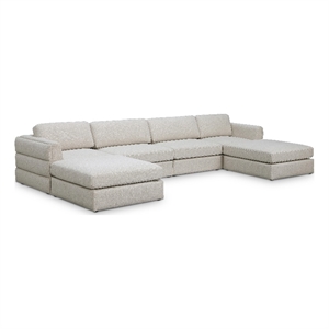 Meridian Furniture Beckham Beige Durable Linen Textured Fabric Modular Sectional