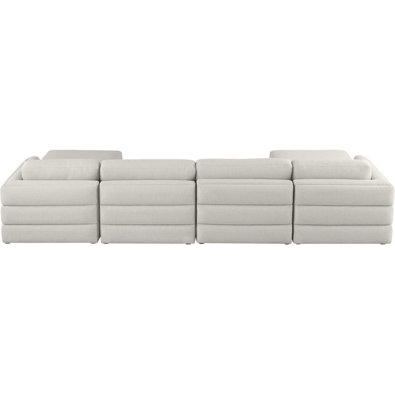 Meridian Furniture Beckham Beige Durable Linen Textured Fabric Modular Sectional