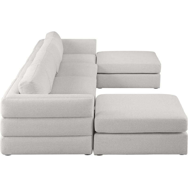 Meridian Furniture Beckham Beige Durable Linen Textured Fabric Modular Sectional