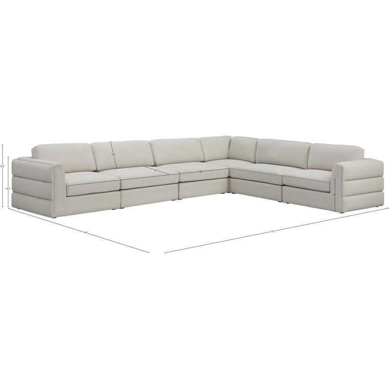 Meridian Furniture Beckham Beige Durable Linen Textured Fabric Modular Sectional