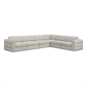 Meridian Furniture Beckham Beige Durable Linen Textured Fabric Modular Sectional
