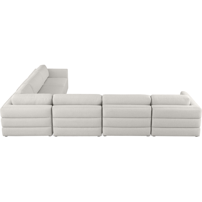 Meridian Furniture Beckham Beige Durable Linen Textured Fabric Modular Sectional
