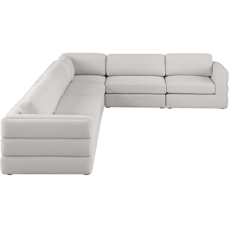 Meridian Furniture Beckham Beige Durable Linen Textured Fabric Modular Sectional