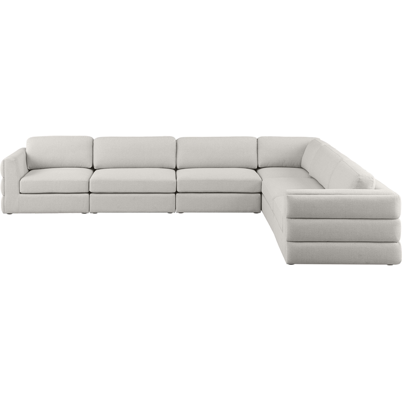 Meridian Furniture Beckham Beige Durable Linen Textured Fabric Modular Sectional
