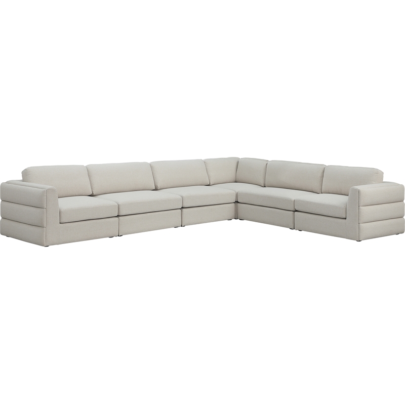 Meridian Furniture Beckham Beige Durable Linen Textured Fabric Modular Sectional