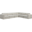 Meridian Furniture Beckham Beige Durable Linen Textured Fabric Modular Sectional