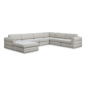 Meridian Furniture Beckham Beige Durable Linen Textured Fabric Modular Sectional