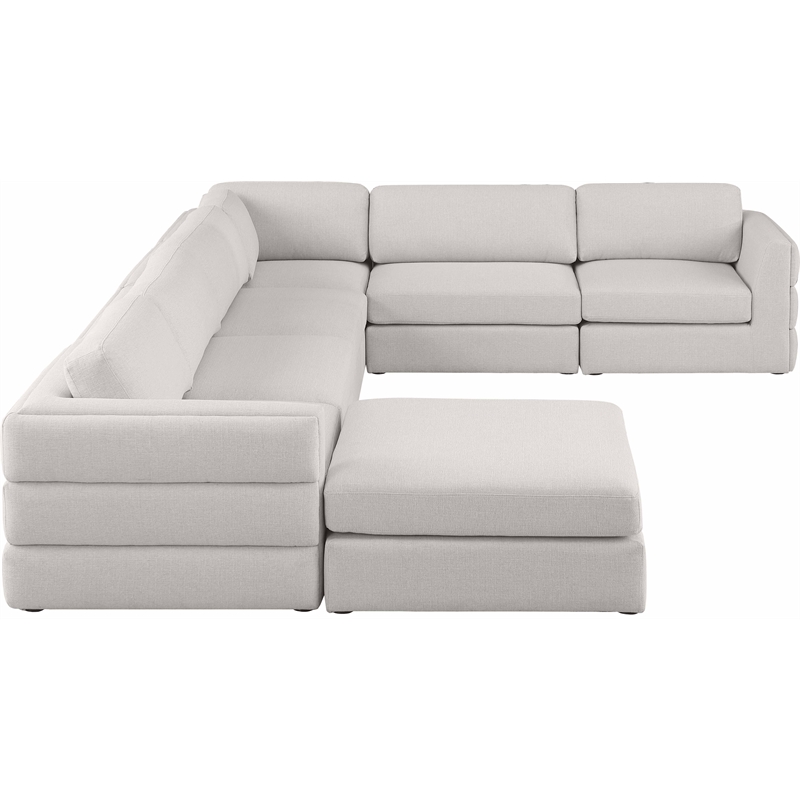 Meridian Furniture Beckham Beige Durable Linen Textured Fabric Modular Sectional