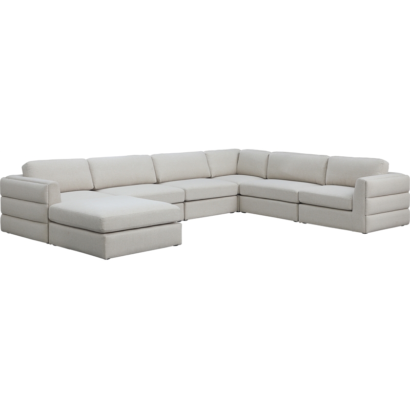 Meridian Furniture Beckham Beige Durable Linen Textured Fabric Modular Sectional