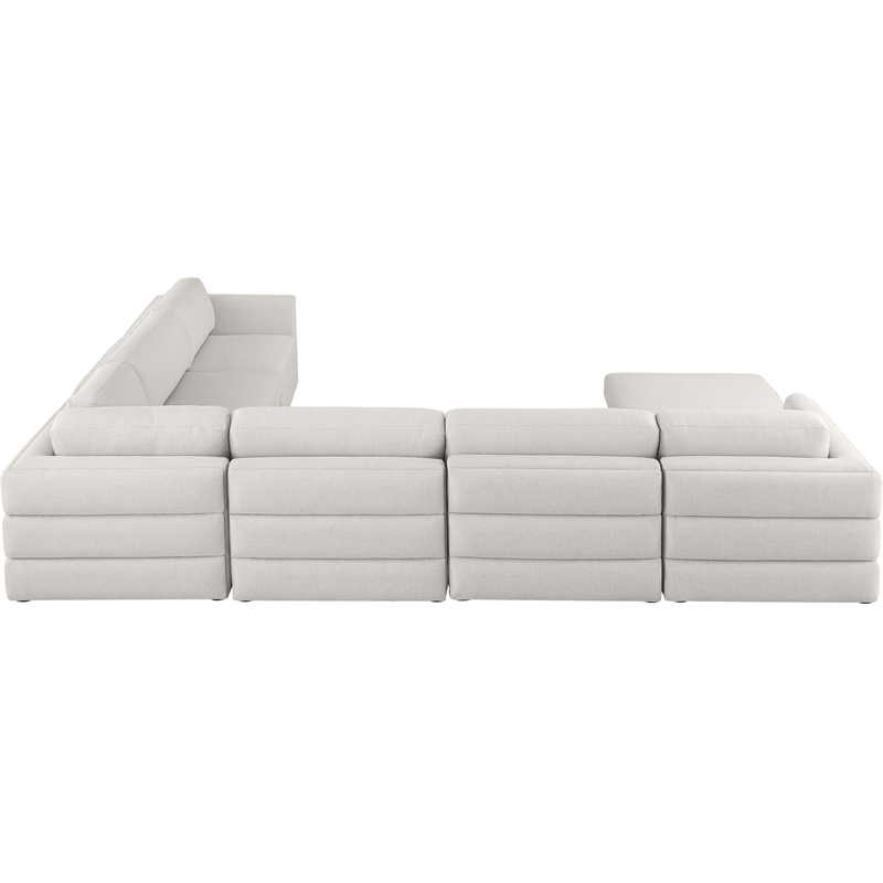 Meridian Furniture Beckham Beige Durable Linen Textured Fabric Modular Sectional