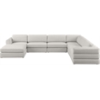 Meridian Furniture Beckham Beige Durable Linen Textured Fabric Modular Sectional
