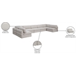 Meridian Furniture Beckham Beige Durable Linen Textured Fabric Modular Sectional