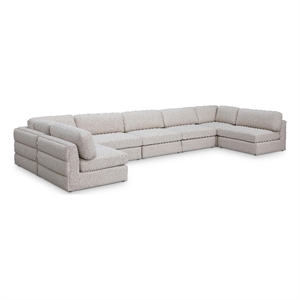Meridian Furniture Beckham Beige Durable Linen Textured Fabric Modular Sectional