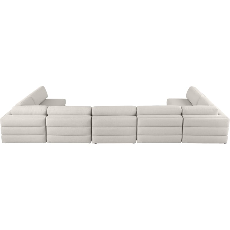Meridian Furniture Beckham Beige Durable Linen Textured Fabric Modular Sectional