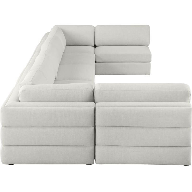 Meridian Furniture Beckham Beige Durable Linen Textured Fabric Modular Sectional