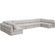 Meridian Furniture Beckham Beige Durable Linen Textured Fabric Modular Sectional